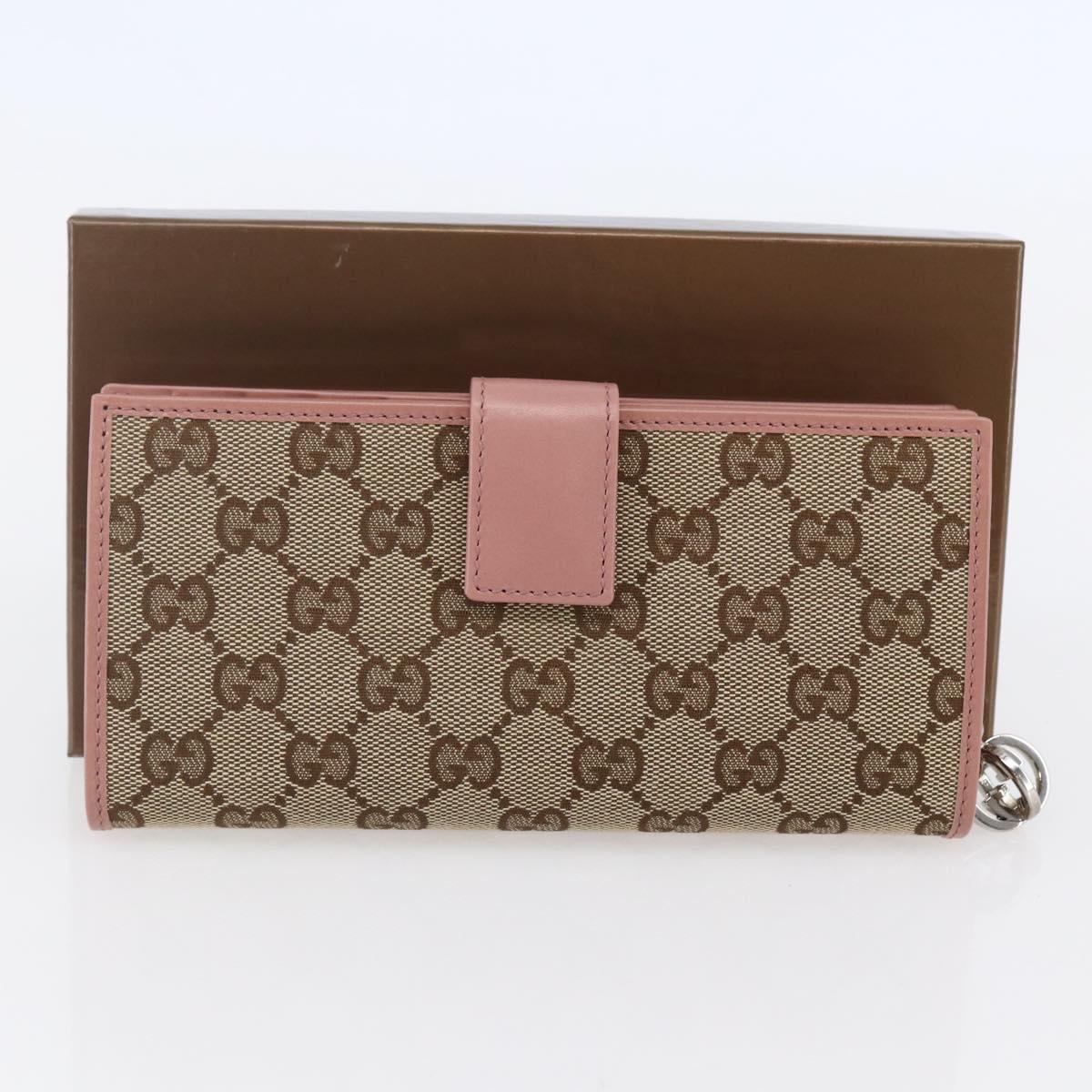 GUCCI GG Canvas Long Wallet Beige 233024 Auth 146036