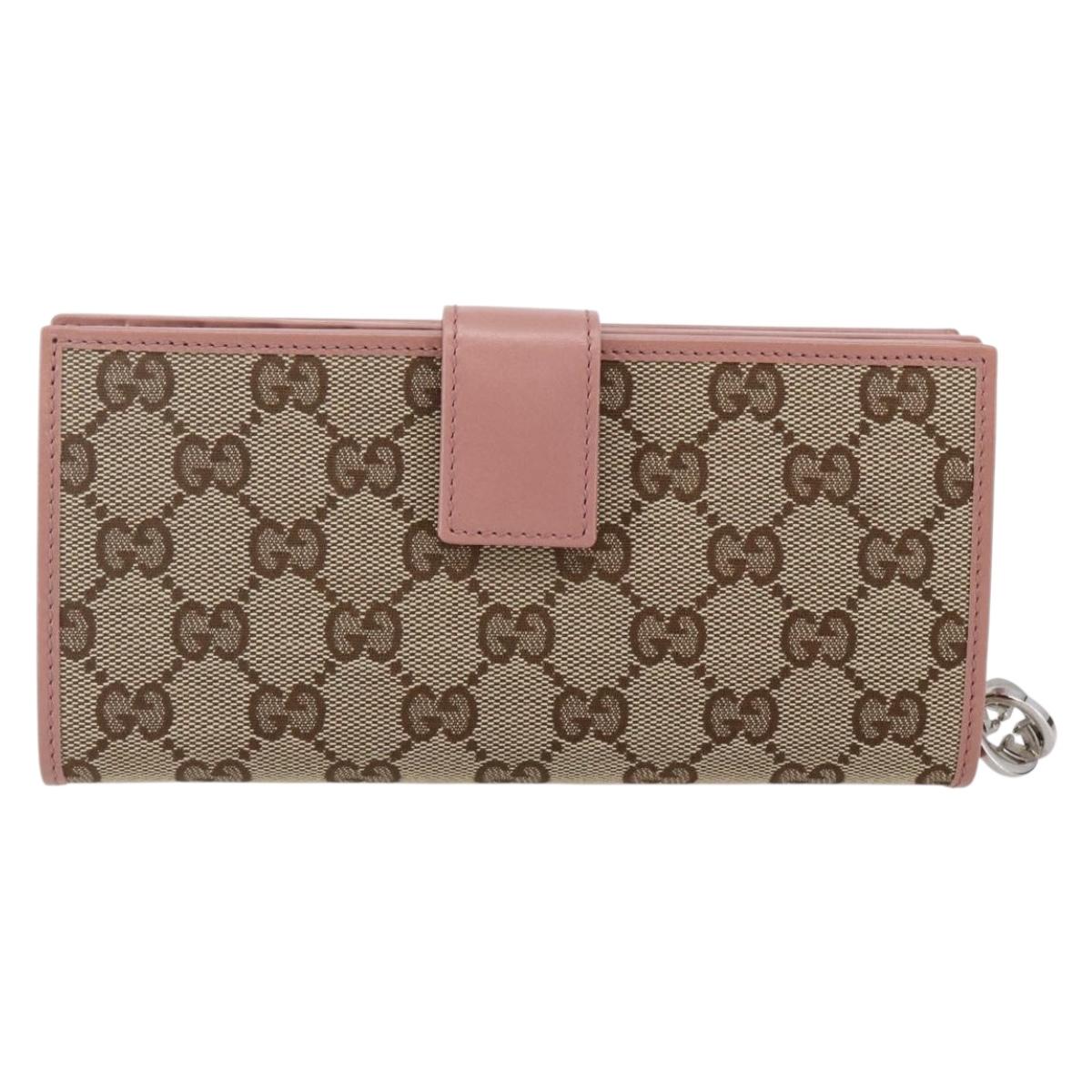 GUCCI GG Canvas Long Wallet Beige 233024 Auth 146036