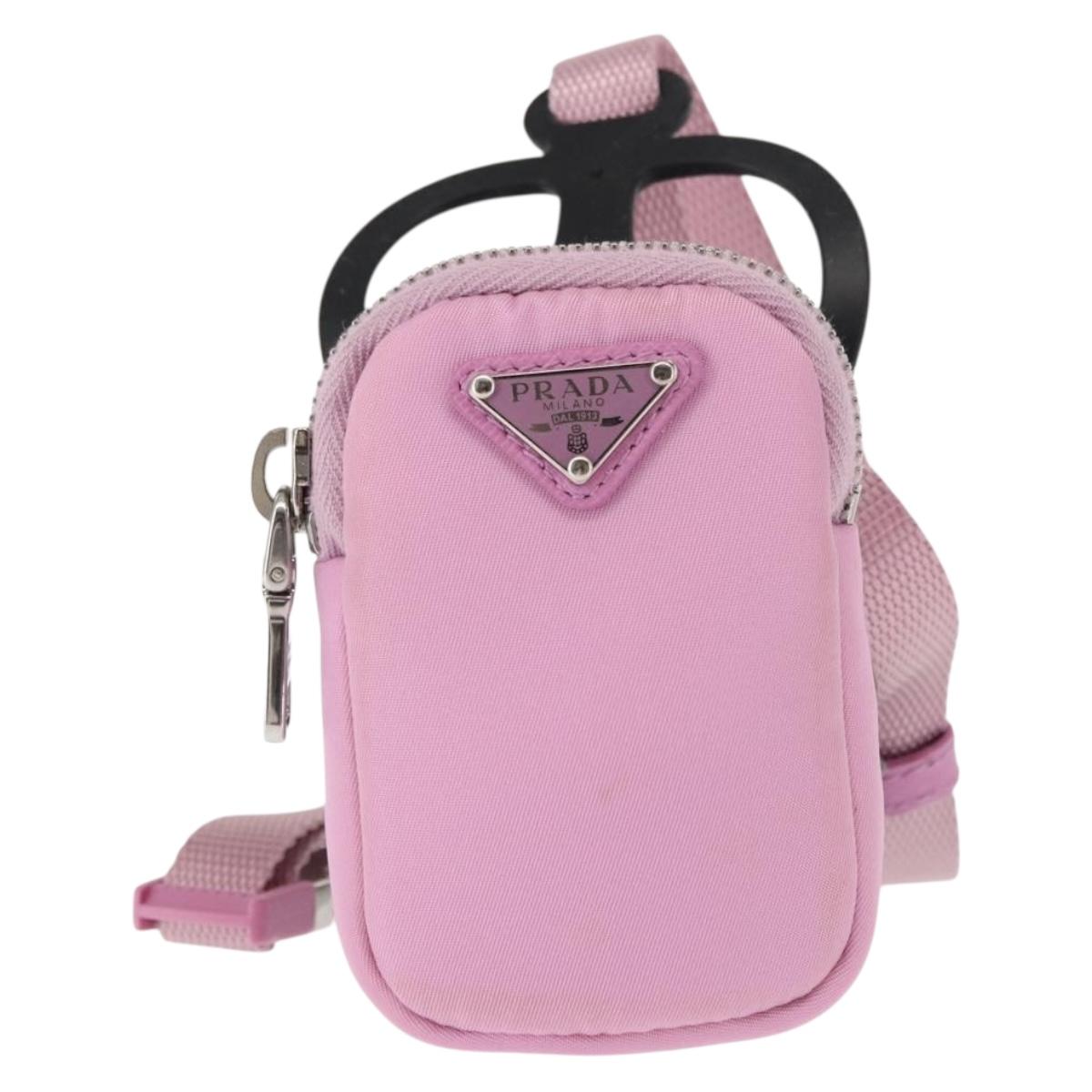PRADA Neck Strap Phone Holder Bag Nylon Pink Auth 146040