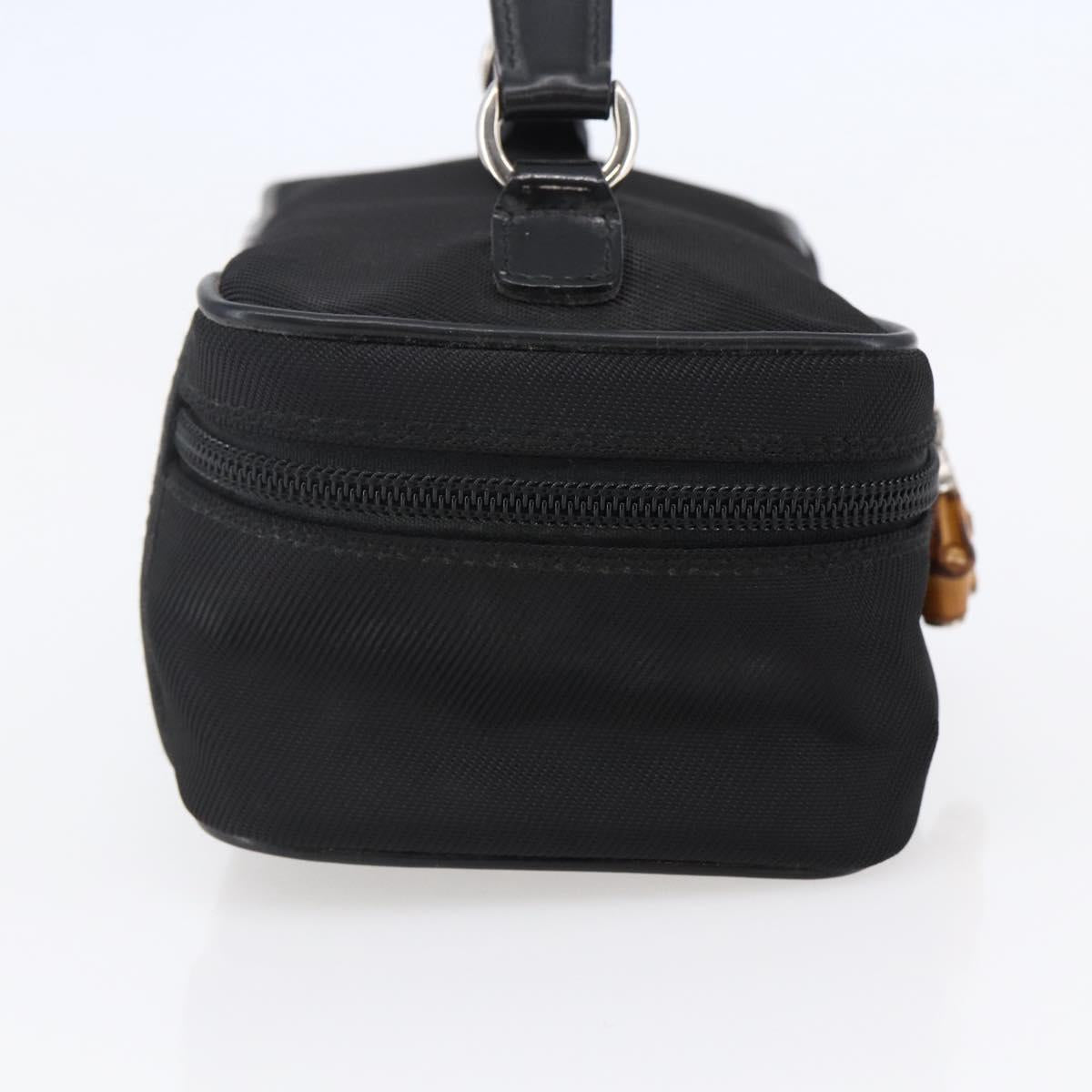 GUCCI Bamboo Vanity Hand Bag Nylon Black Silver 032 1956 0151 Auth 146043