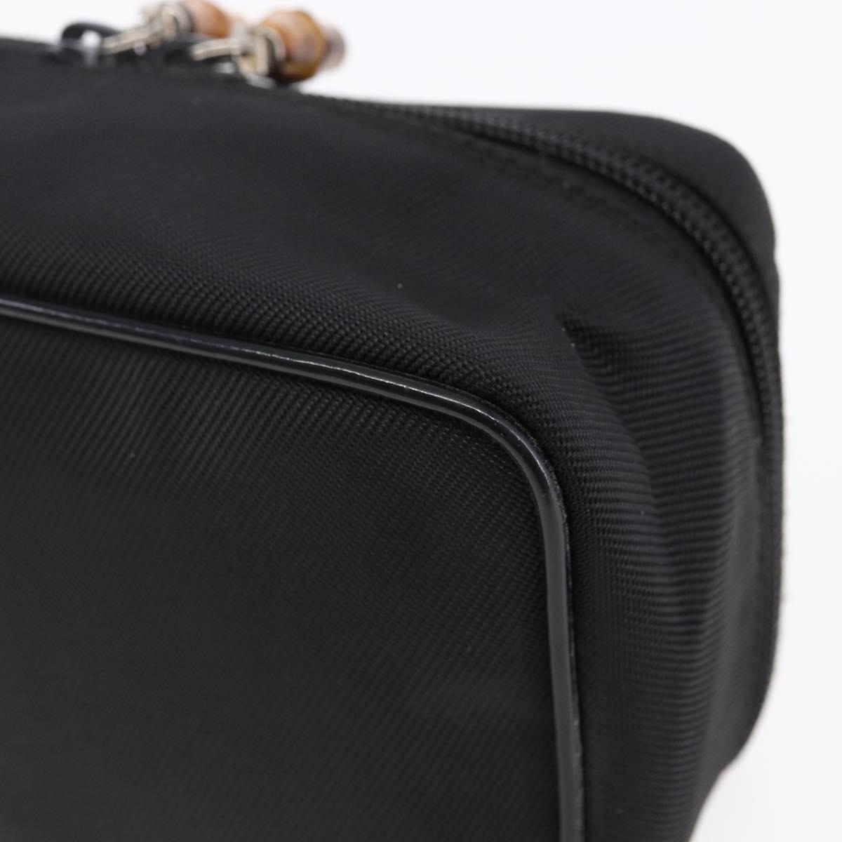 GUCCI Bamboo Vanity Hand Bag Nylon Black Silver 032 1956 0151 Auth 146043