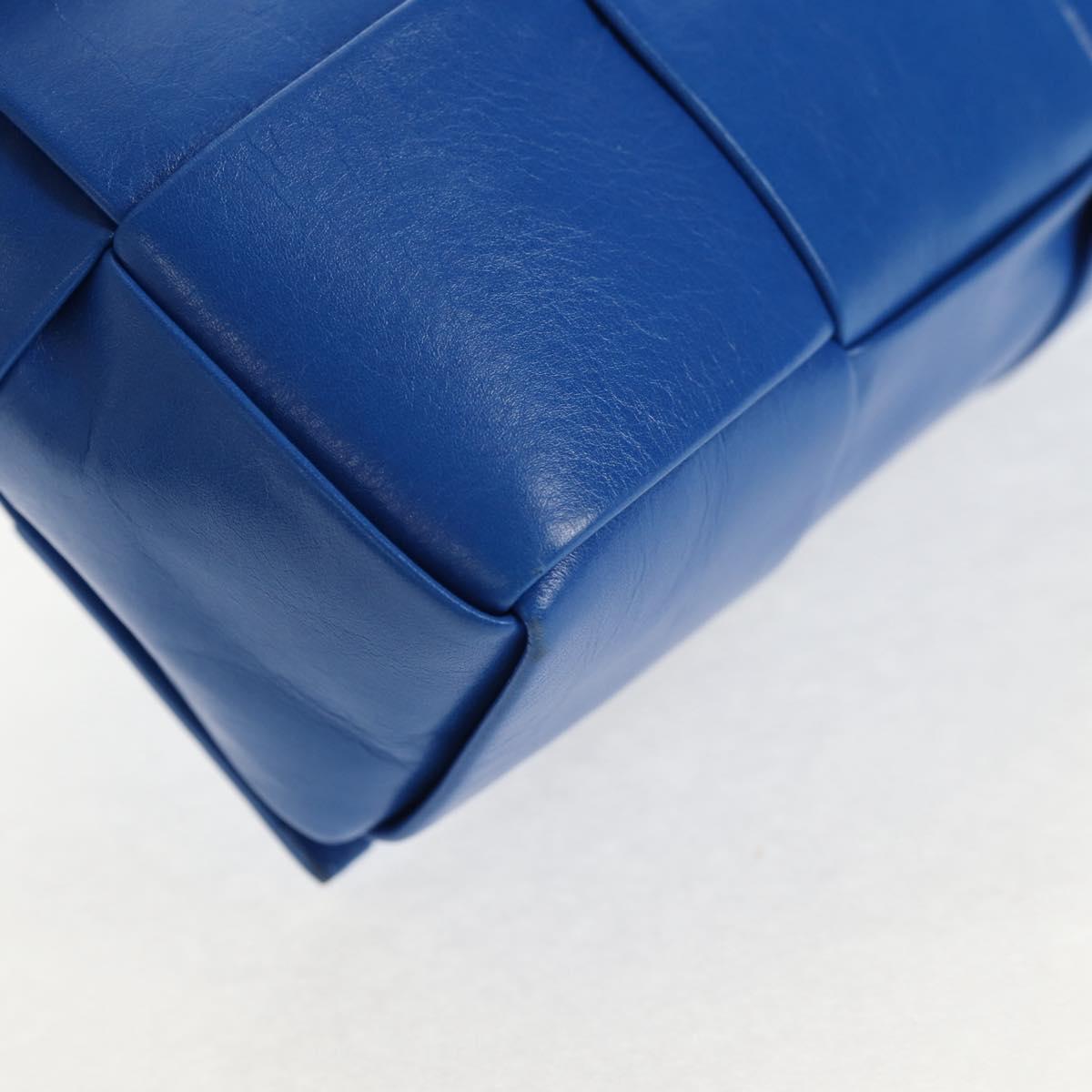 BOTTEGA VENETA MAXI INTRECCIATO Cassette Shoulder Bag Leather Blue Auth 146045V