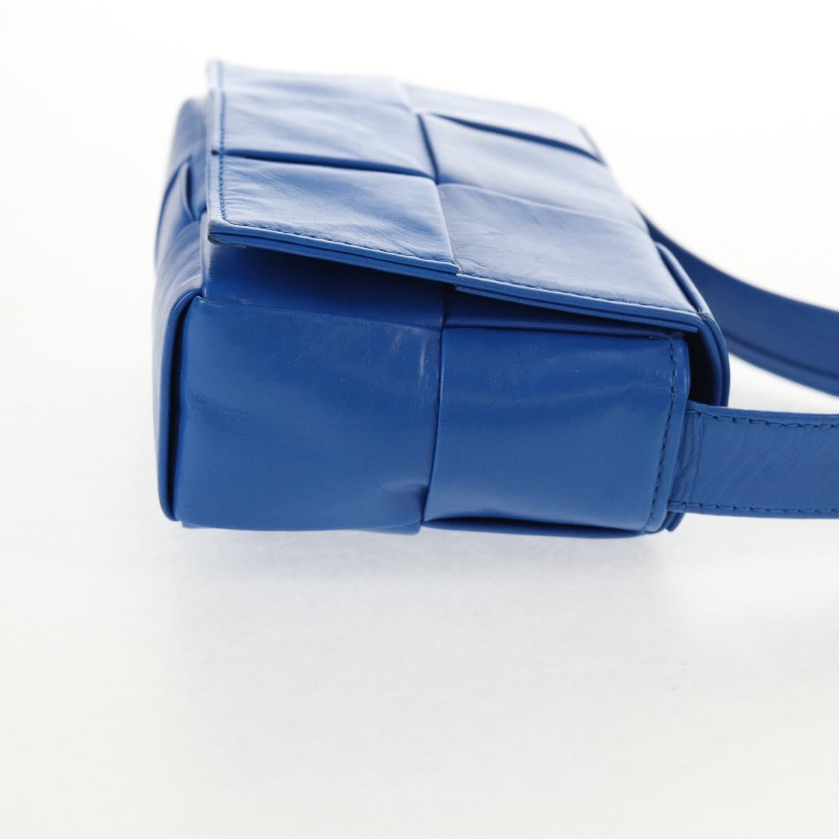 BOTTEGA VENETA MAXI INTRECCIATO Cassette Shoulder Bag Leather Blue Auth 146045V