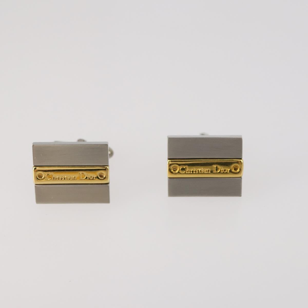 Christian Dior Nek Tie Pin Cuffs metal 2Set Gold Tone Auth 146047