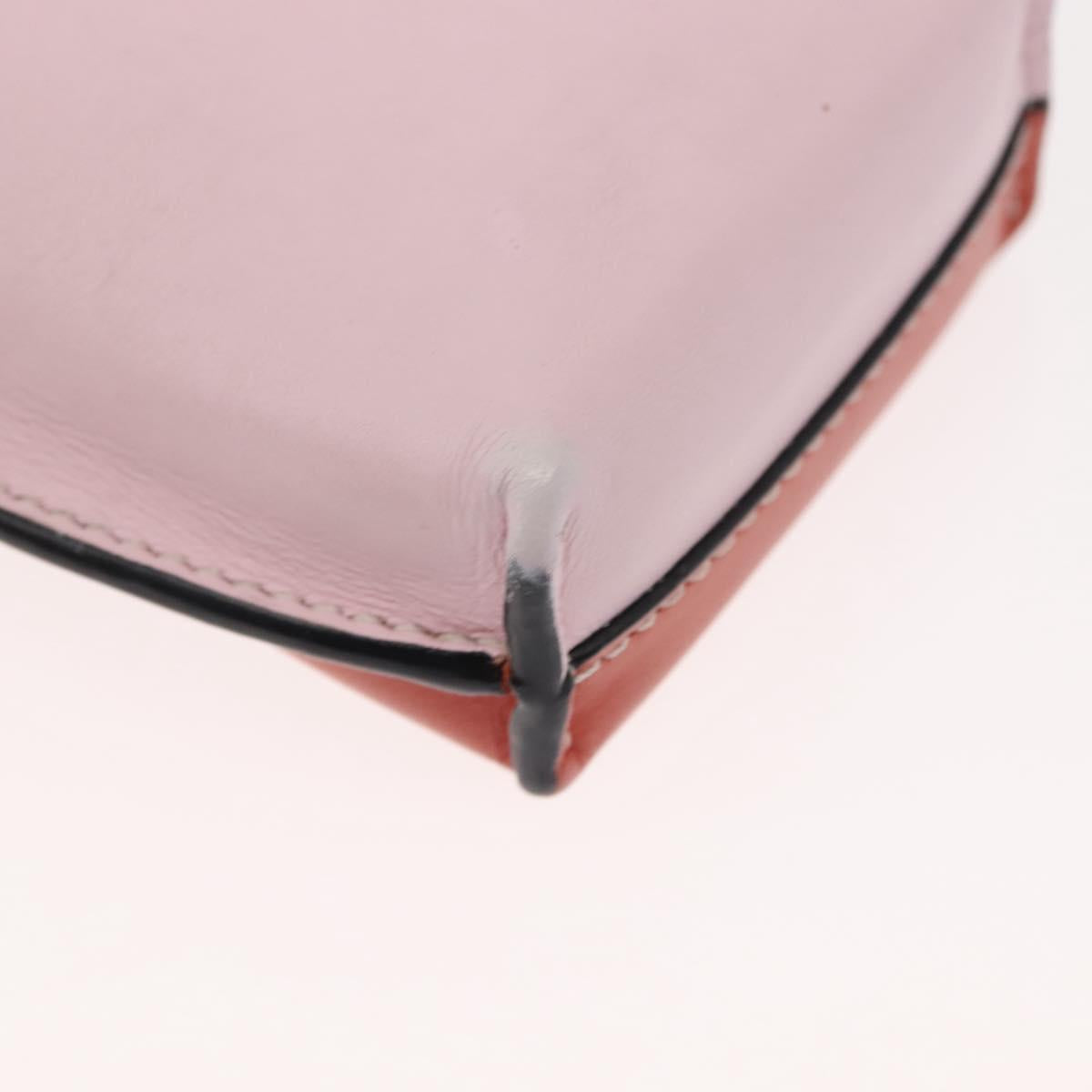 LOEWE Anagram Phone Shoulder Pouch Leather Gold Pink Orange Auth 146048