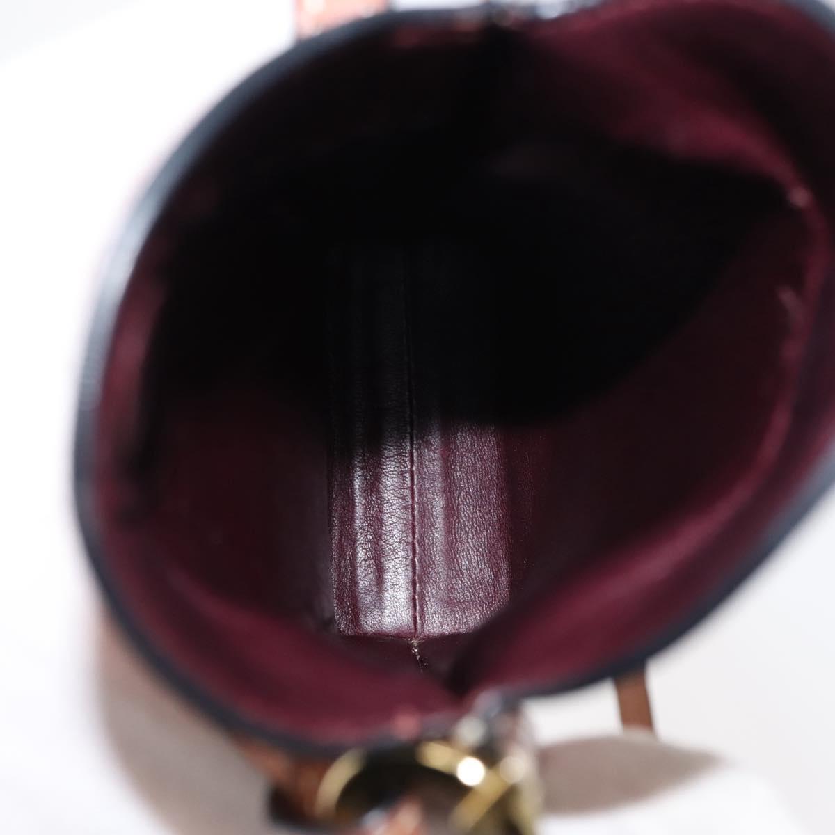 LOEWE Anagram Phone Shoulder Pouch Leather Gold Pink Orange Auth 146048