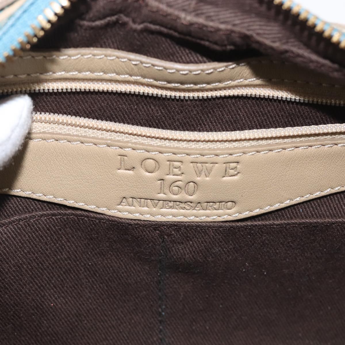 LOEWE 160th Anniversary Model Hand Bag Suede Turquoise Blue Gold Auth 146049
