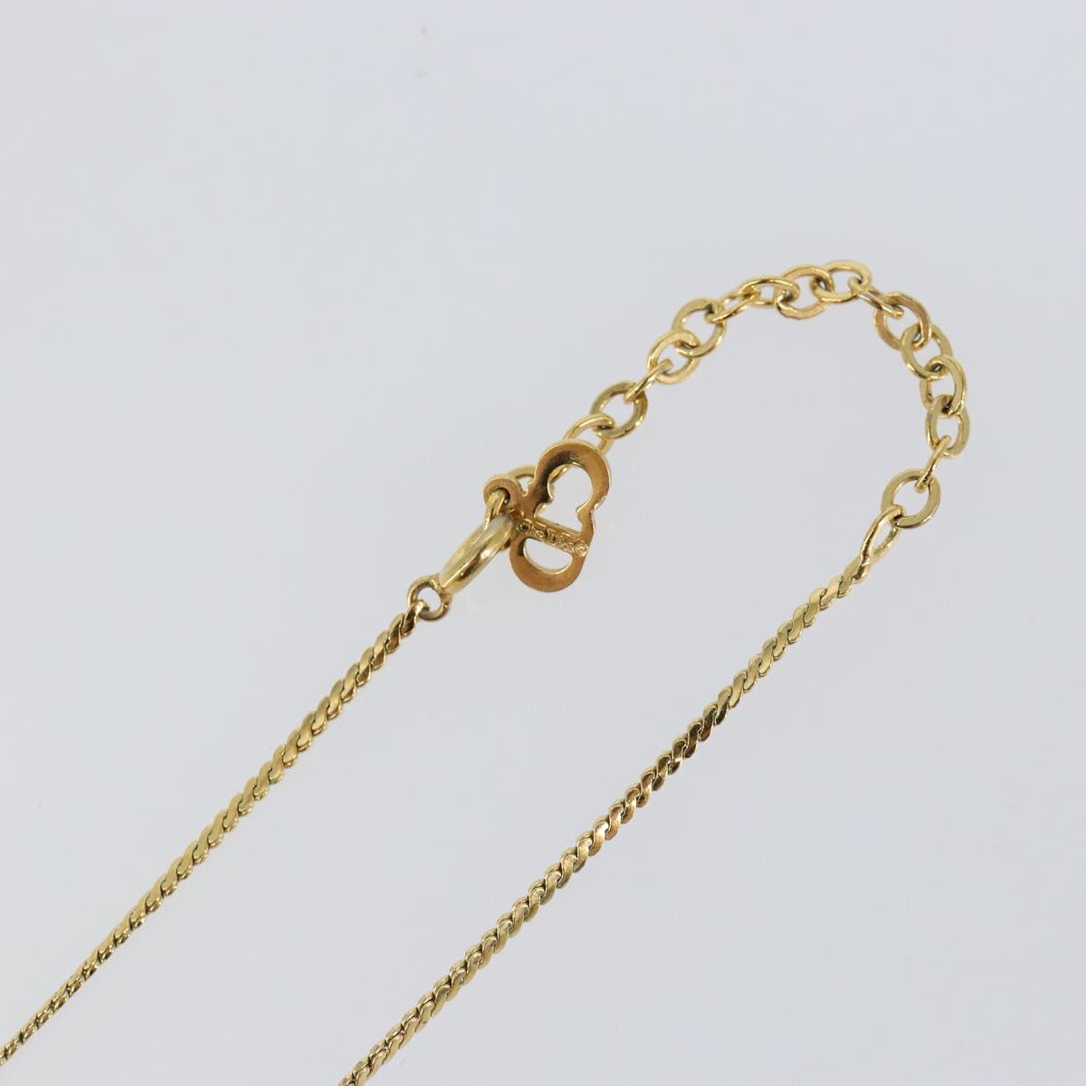 Christian Dior Rhinestone CD Logo Necklace metal Gold Tone Auth 146052