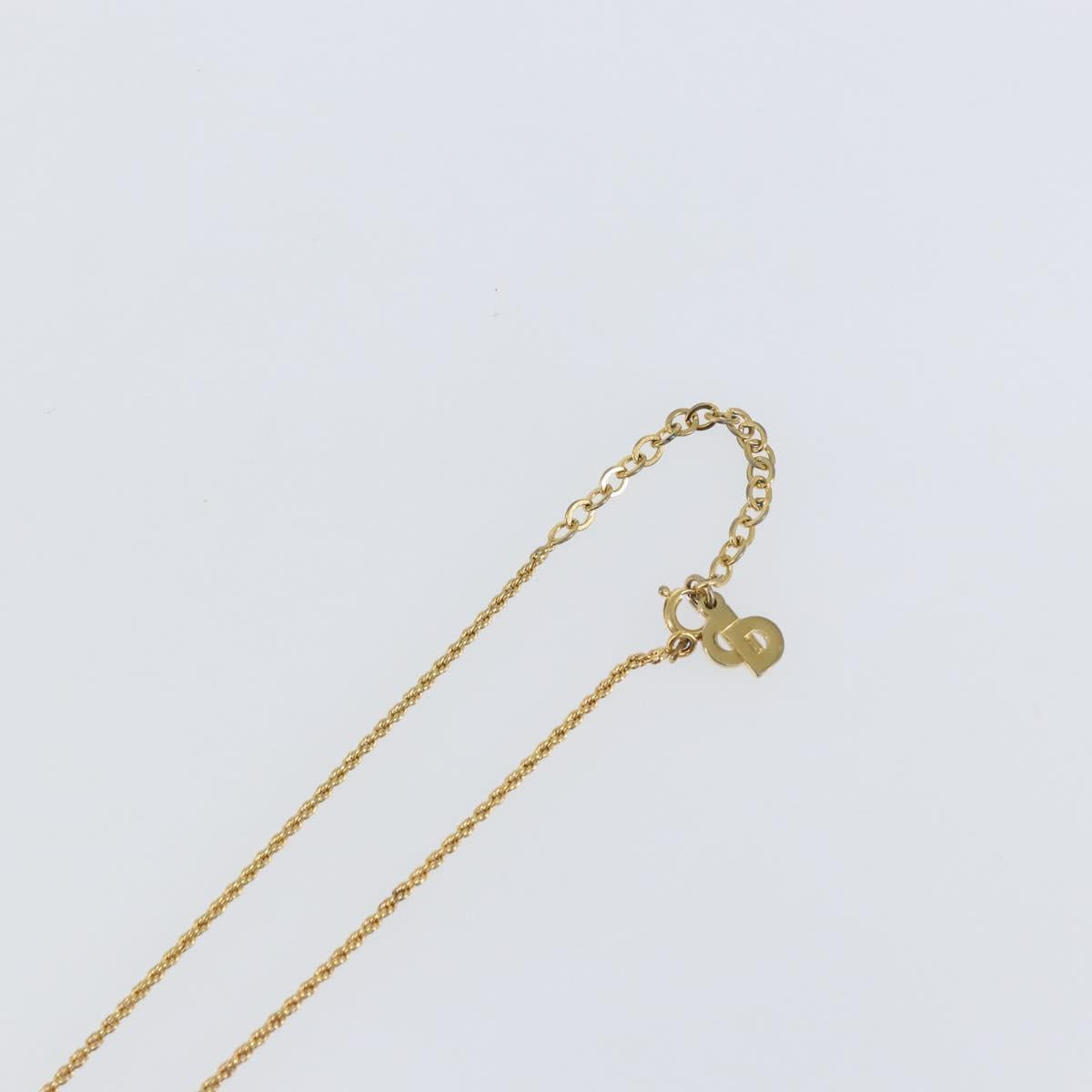 Christian Dior Rope Circle CD Logo Necklace metal Gold Tone Auth 146053