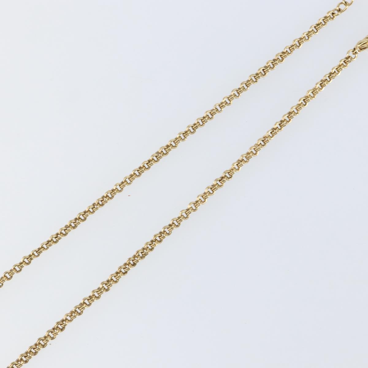 Christian Dior Rhinestone CD logo Necklace metal Gold Tone Auth 146055