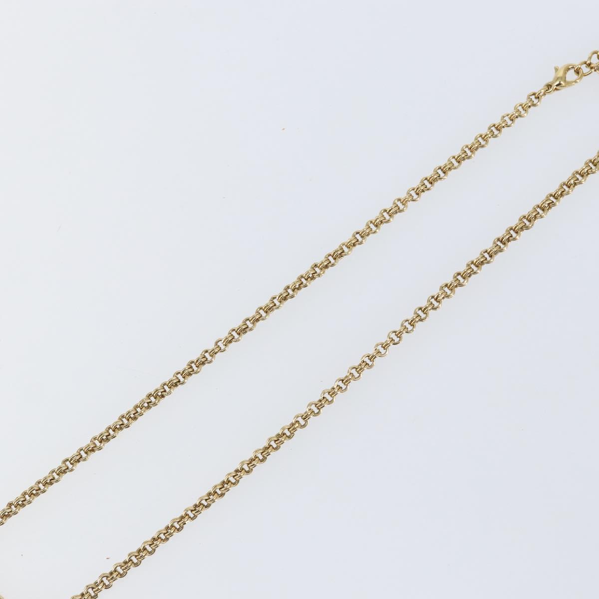 Christian Dior Rhinestone CD logo Necklace metal Gold Tone Auth 146055