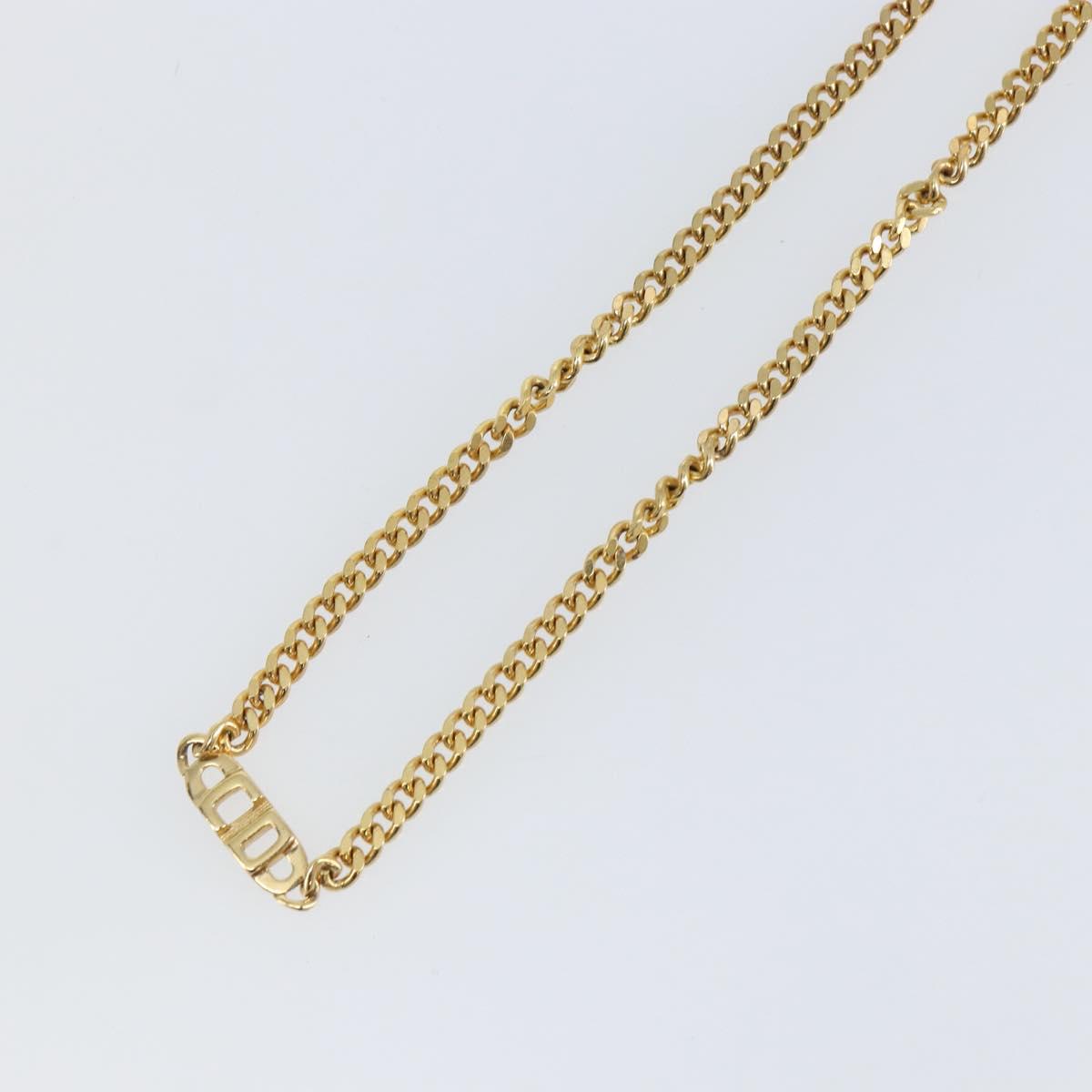 Christian Dior Curve Chain CD logo Necklace metal Gold Tone Auth 146056