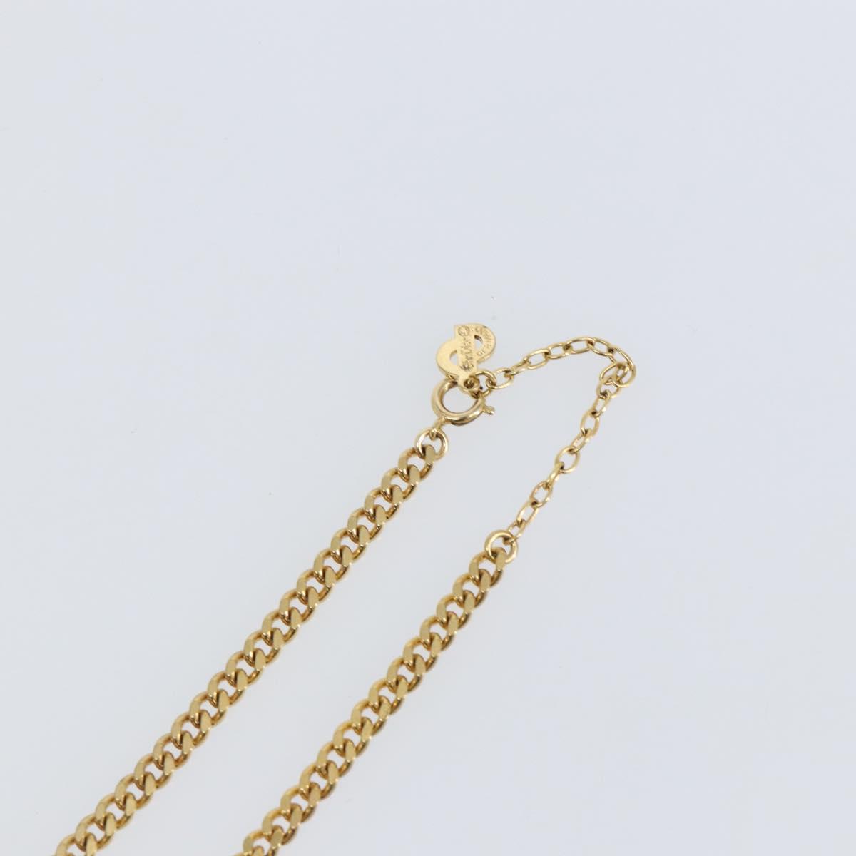 Christian Dior Curve Chain CD logo Necklace metal Gold Tone Auth 146056