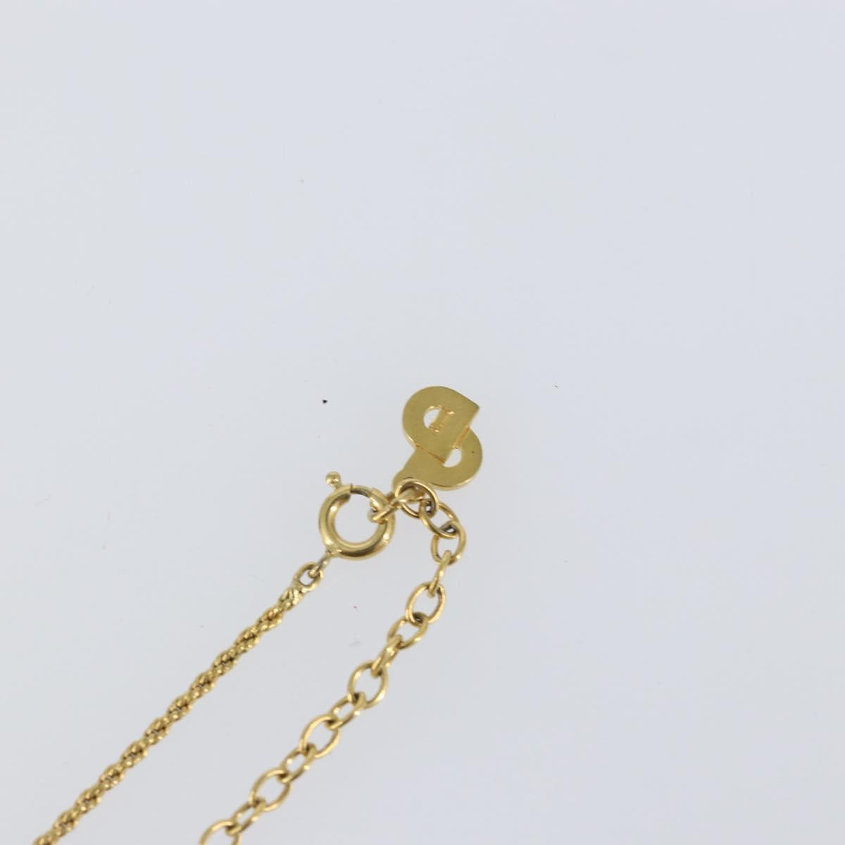 Christian Dior Rope Circle CD Logo Necklace metal Gold Tone Auth 146058
