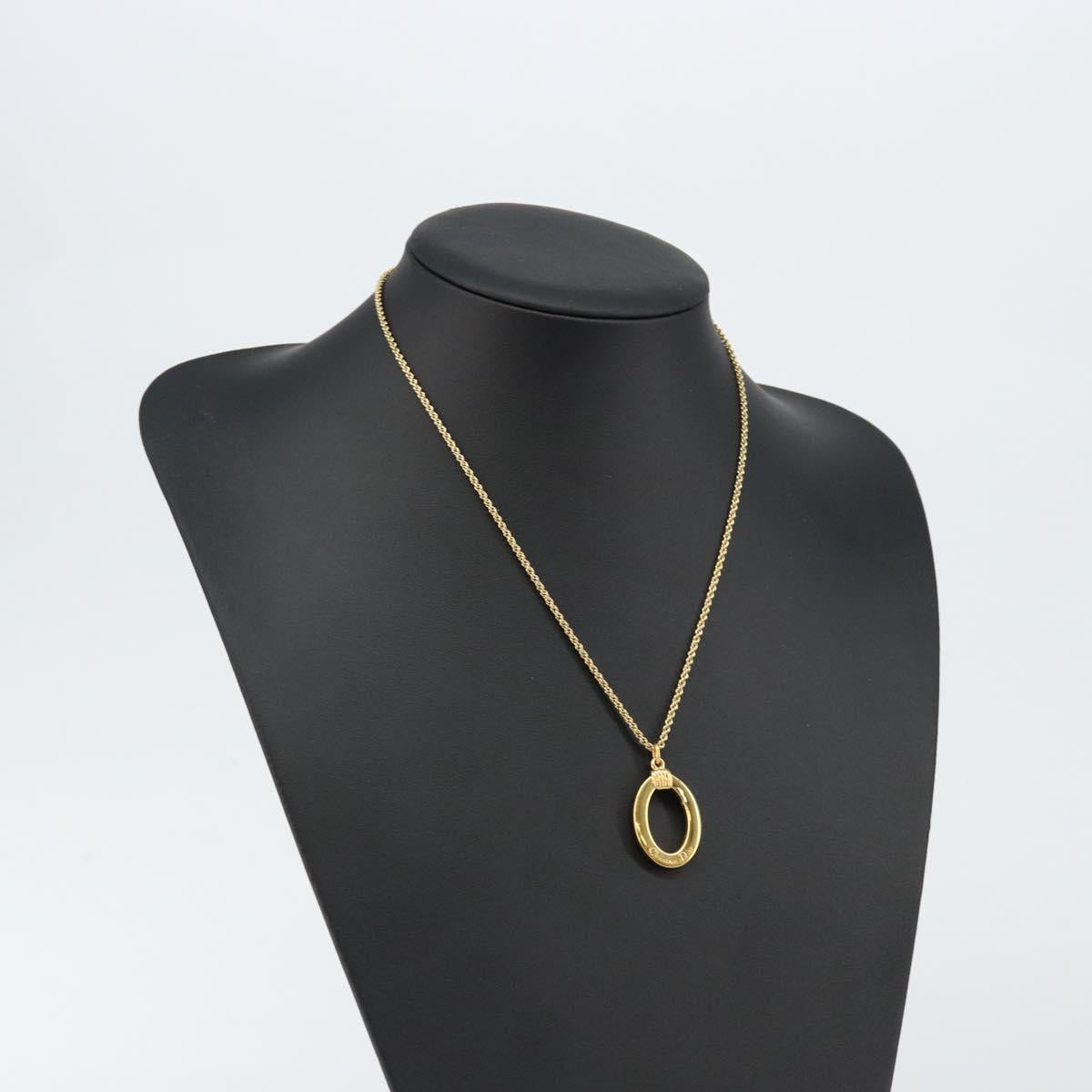 Christian Dior Circle Necklace metal Gold Tone Auth 146059