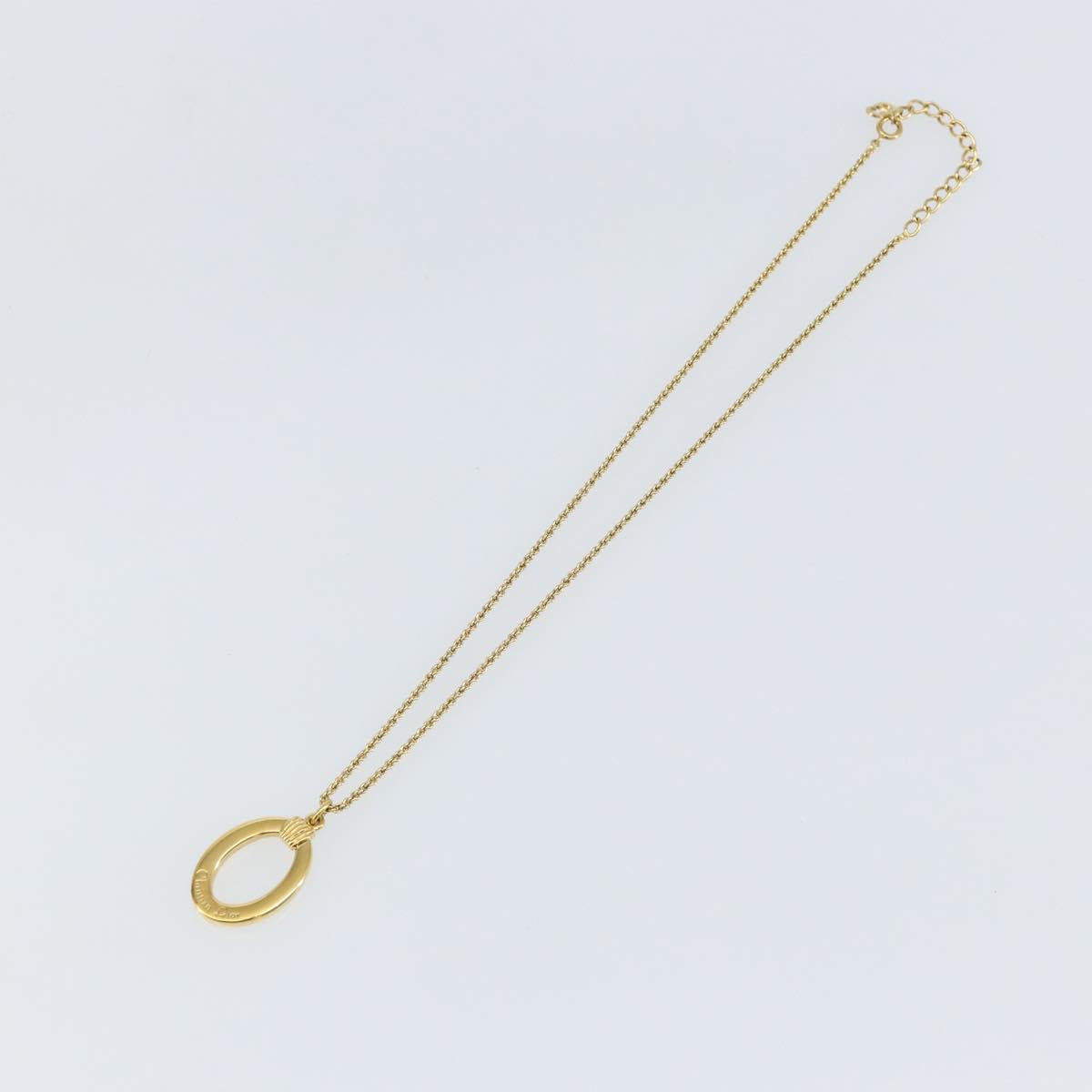 Christian Dior Circle Necklace metal Gold Tone Auth 146059