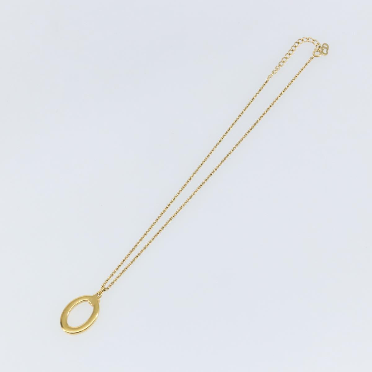 Christian Dior Circle Necklace metal Gold Tone Auth 146059