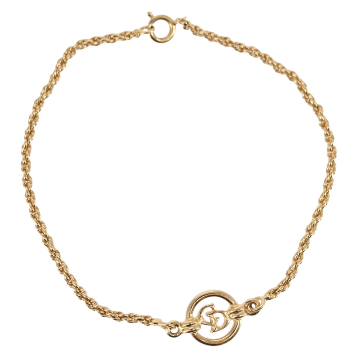 Christian Dior Circle Logo Bracelet metal Gold Tone Auth 146060