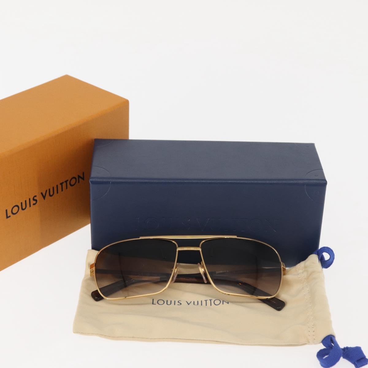 LOUIS VUITTON Damier Sunglasses Attitude metal Gold Tone Z0259U LV Auth 146064