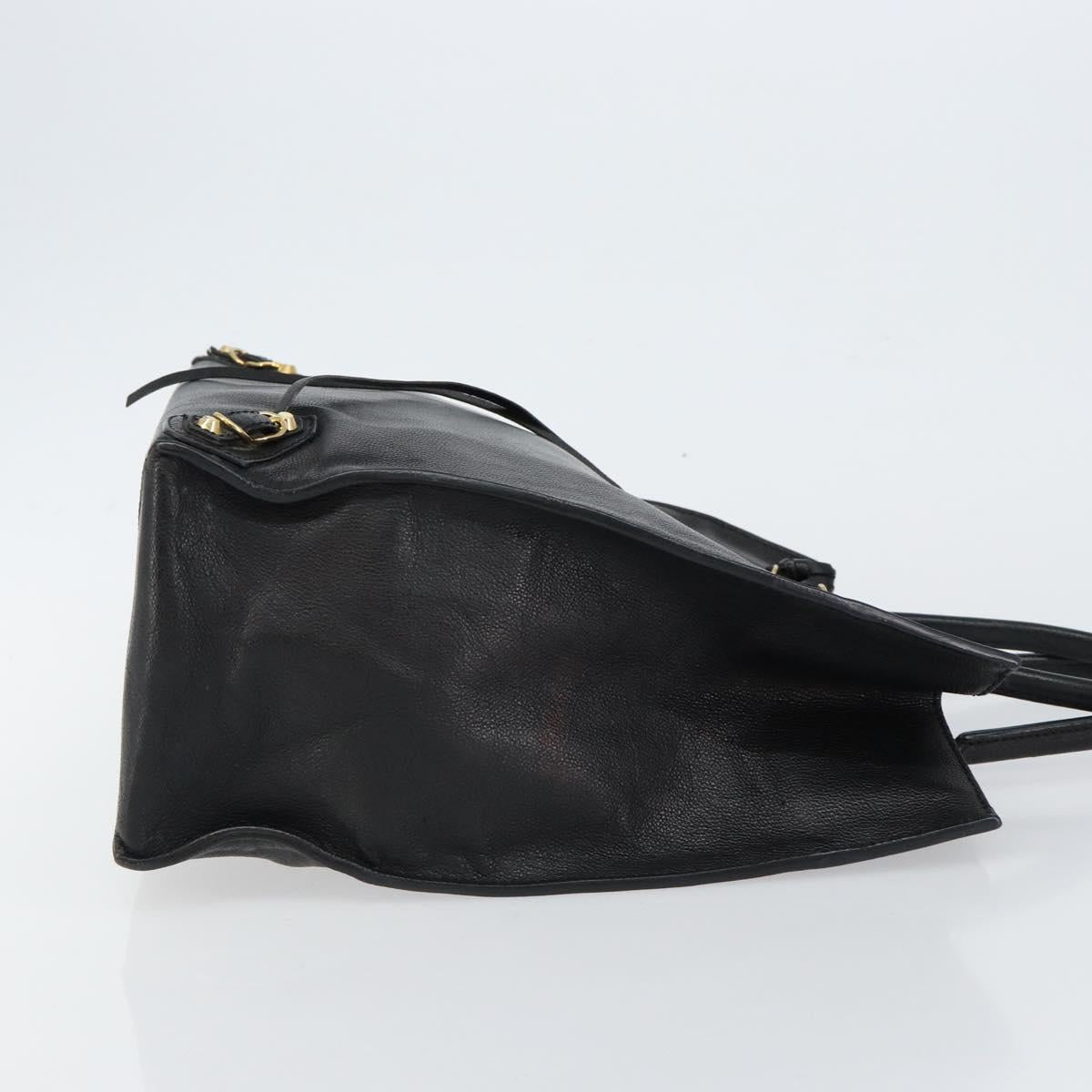 BALENCIAGA The Paper A5 Tote Bag Leather Black Gold 255412 Auth 146068