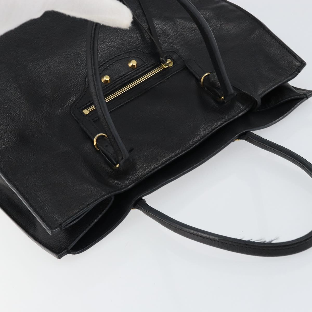 BALENCIAGA The Paper A5 Tote Bag Leather Black Gold 255412 Auth 146068