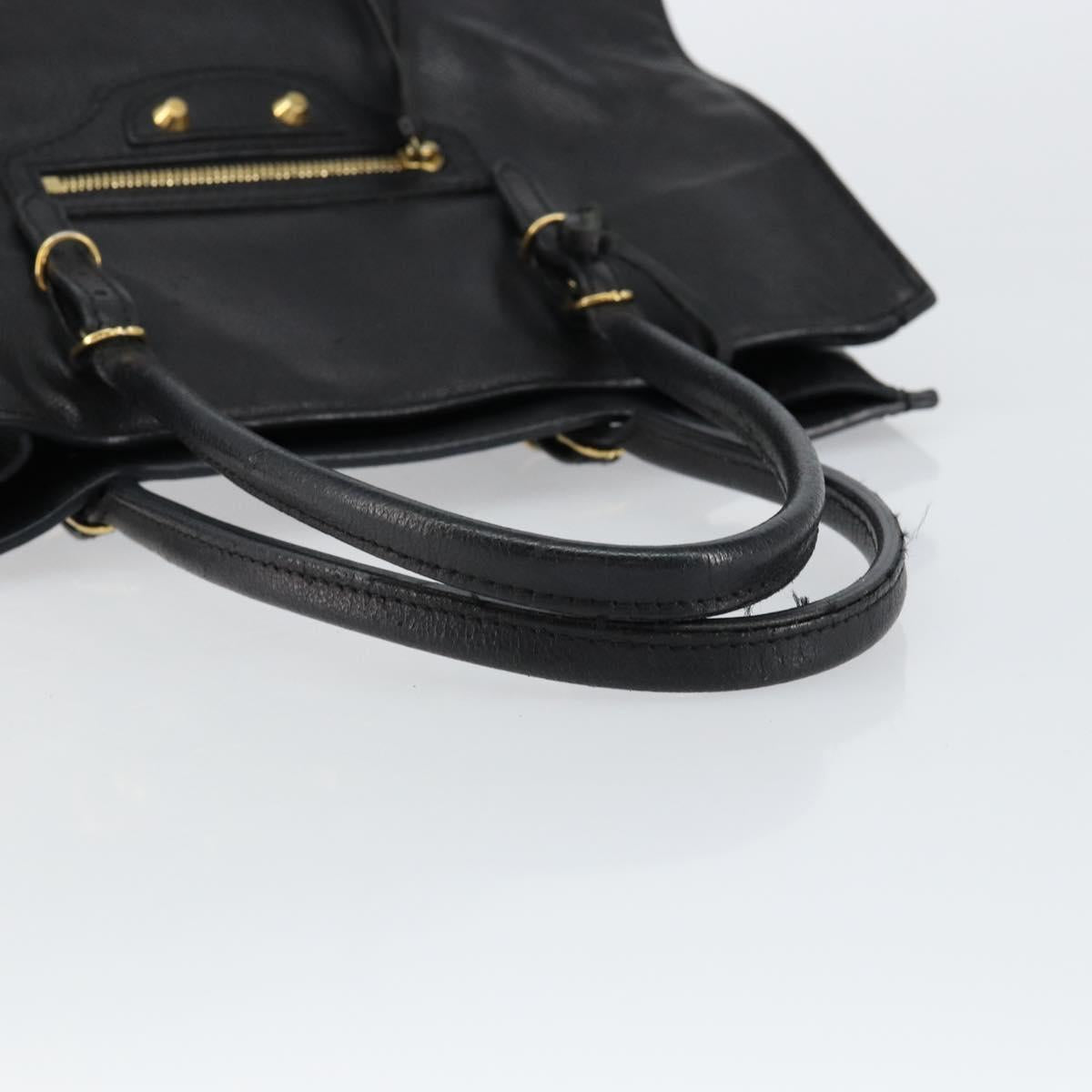 BALENCIAGA The Paper A5 Tote Bag Leather Black Gold 255412 Auth 146068