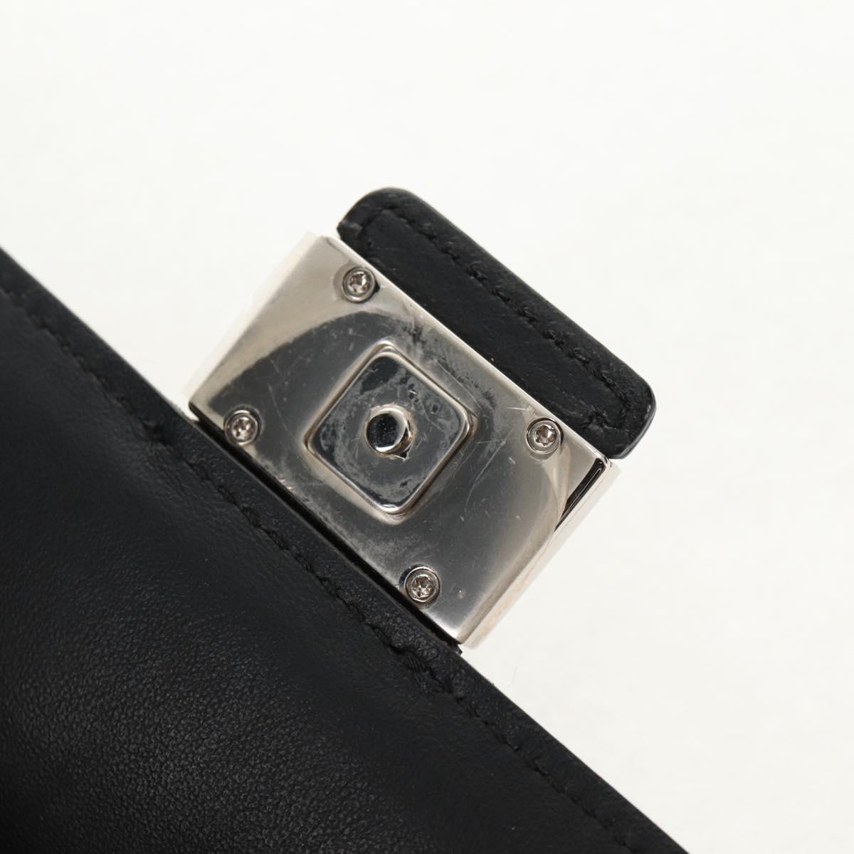 FENDI Zucca Canvas Baguette Shoulder Bag Black Brown Silver Auth 146069M