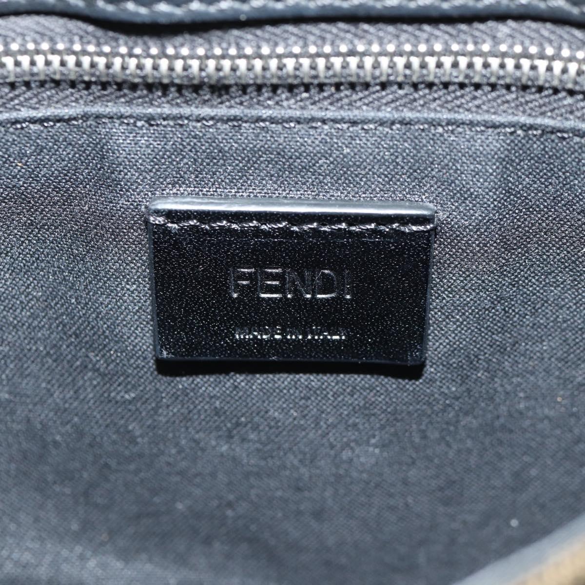 FENDI Zucca Canvas Baguette Shoulder Bag Black Brown Silver Auth 146069M
