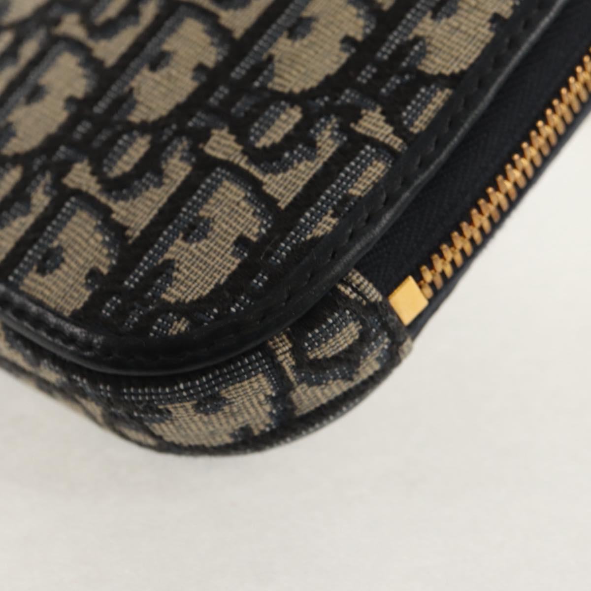 Christian Dior Trotter Canvas Montaigne Chain Bag Navy Gold Auth 146071SAM