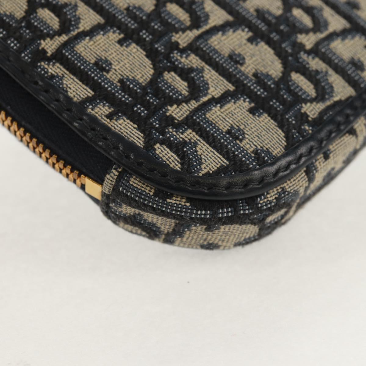 Christian Dior Trotter Canvas Montaigne Chain Bag Navy Gold Auth 146071AM