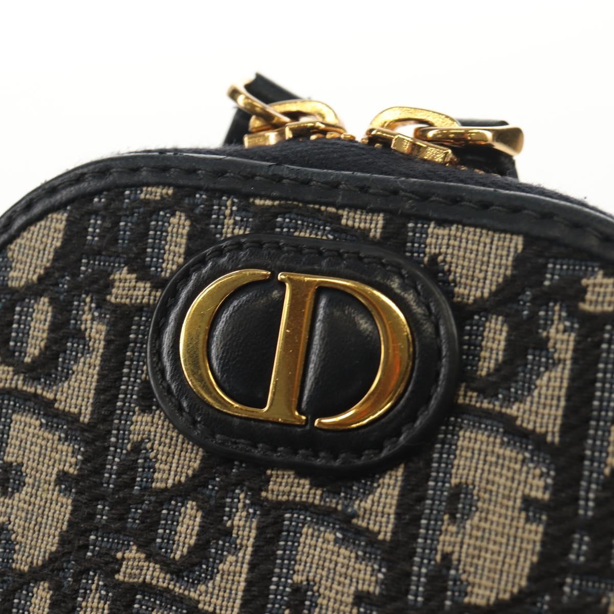 Christian Dior Trotter Canvas Montaigne Chain Bag Navy Gold Auth 146071AM