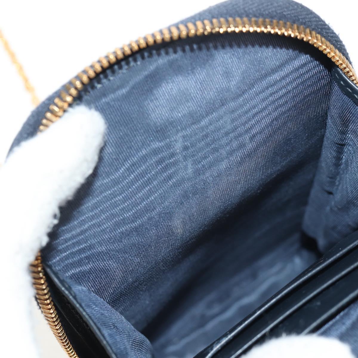 Christian Dior Trotter Canvas Montaigne Chain Bag Navy Gold Auth 146071AM