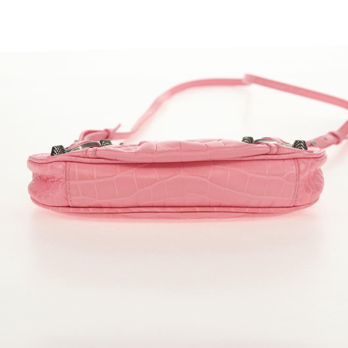 BALENCIAGA LucaGol XS Shoulder Bag Leather 2way Pink Silver 695814 Auth 146072SAM