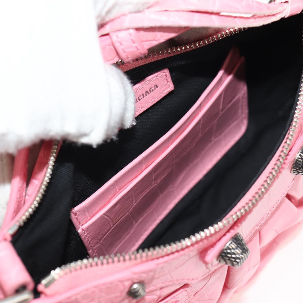 BALENCIAGA LucaGol XS Shoulder Bag Leather 2way Pink Silver 695814 Auth 146072SAM