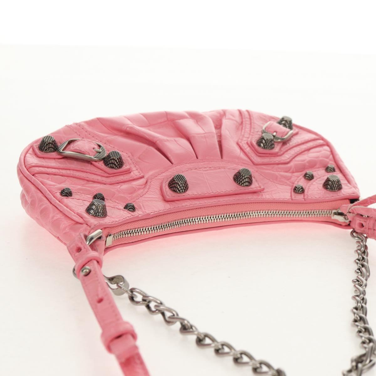 BALENCIAGA LucaGol XS Shoulder Bag Leather 2way Pink Silver 695814 Auth 146072SAM