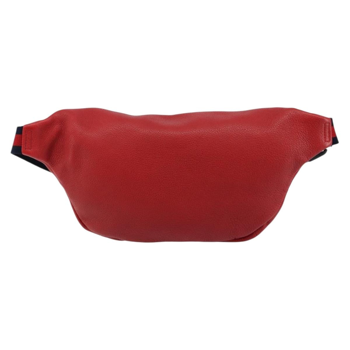 GUCCI Web Sherry Line Body Bag Leather Red 530412 Auth 146075