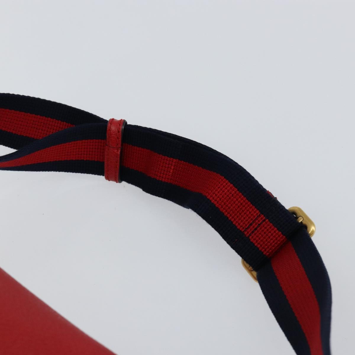 GUCCI Web Sherry Line Body Bag Leather Red 530412 Auth 146075