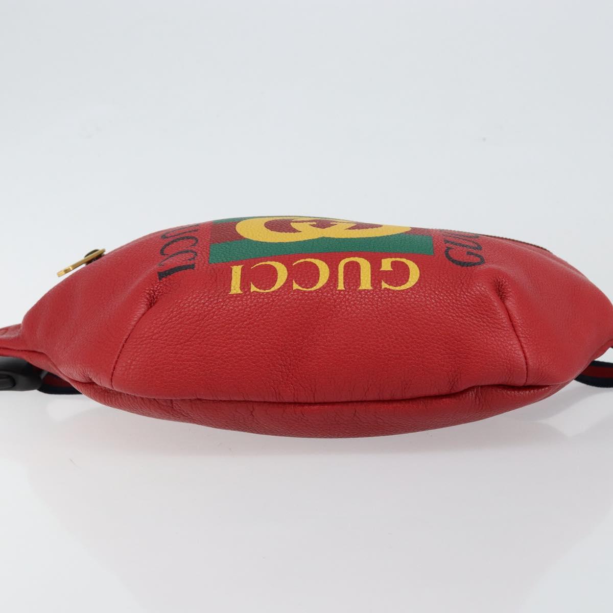 GUCCI Web Sherry Line Body Bag Leather Red 530412 Auth 146075