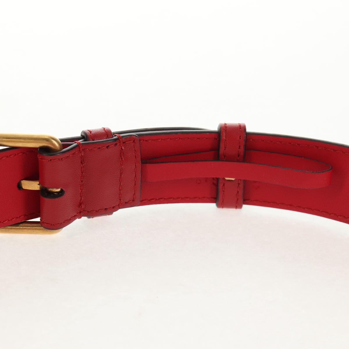 GUCCI GG Marmont Waist Bag Leather Red Gold 476434 Auth 146076V