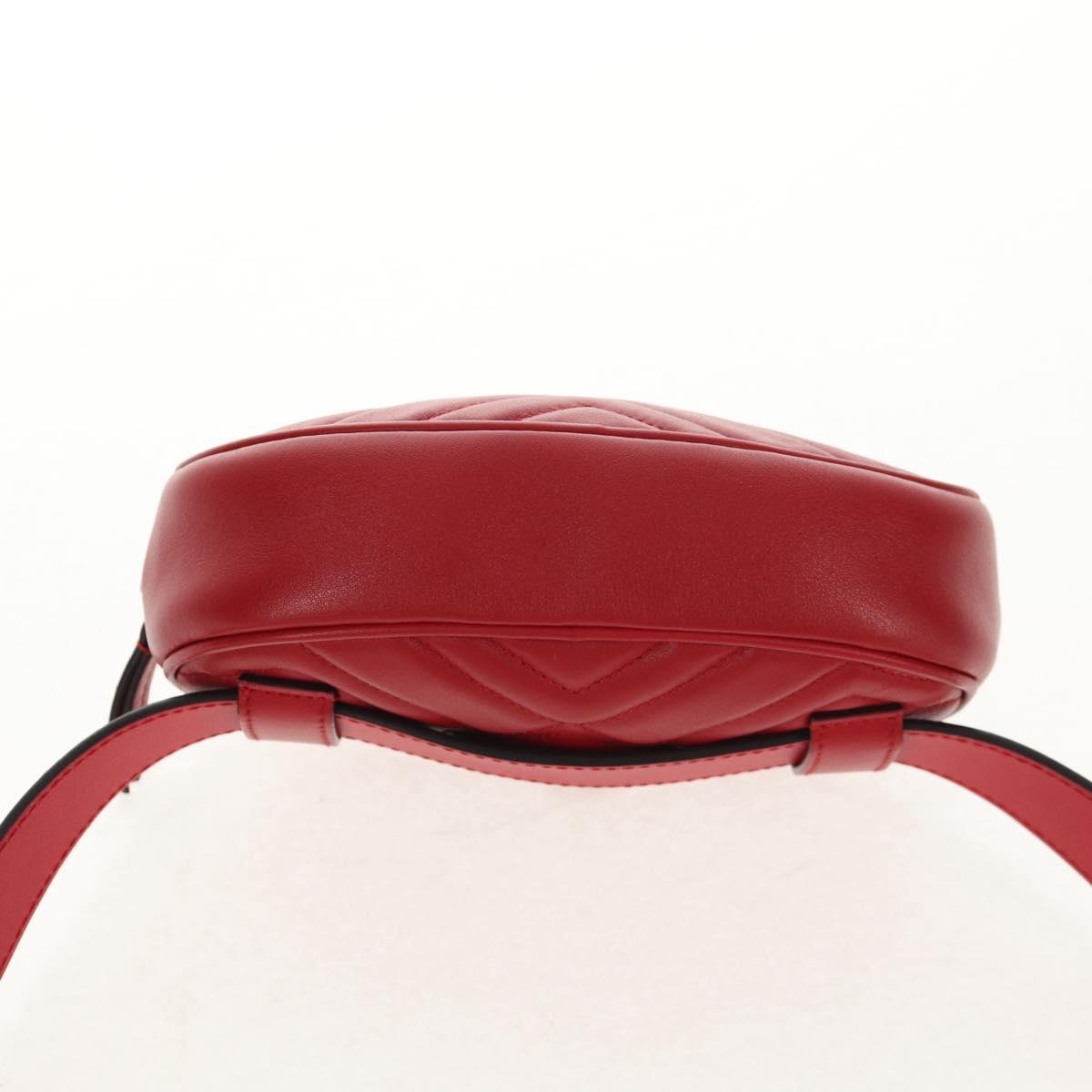 GUCCI GG Marmont Waist Bag Leather Red Gold 476434 Auth 146076V