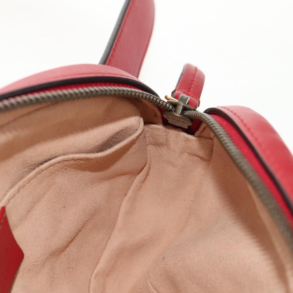 GUCCI GG Marmont Waist Bag Leather Red Gold 476434 Auth 146076V