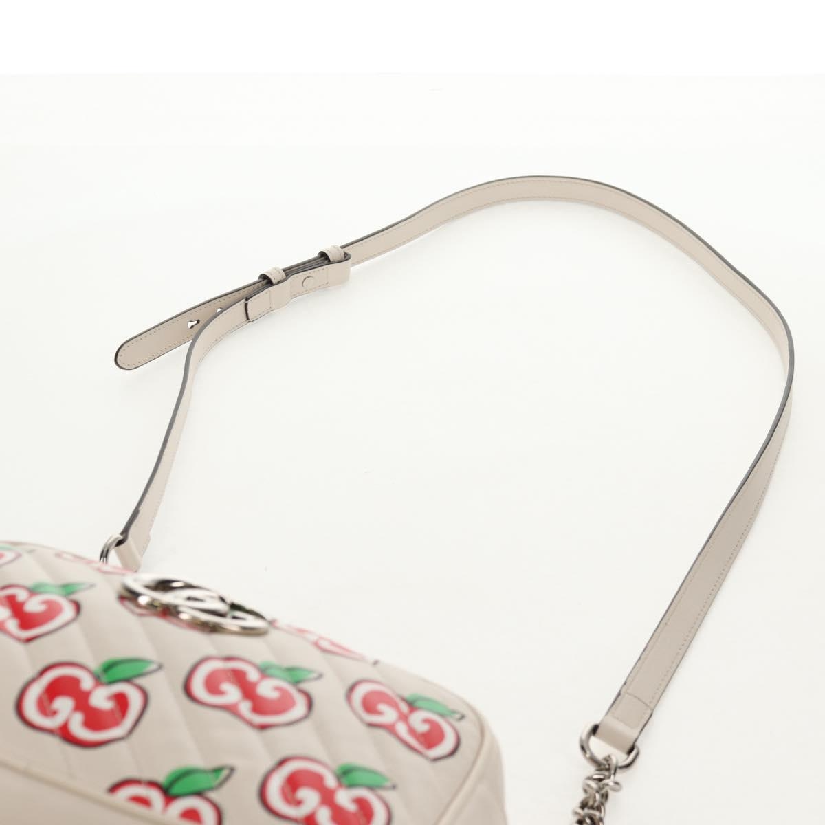 GUCCI GG Marmont Small Camera Chain bag Leather White Silver 447632 Auth 146077M