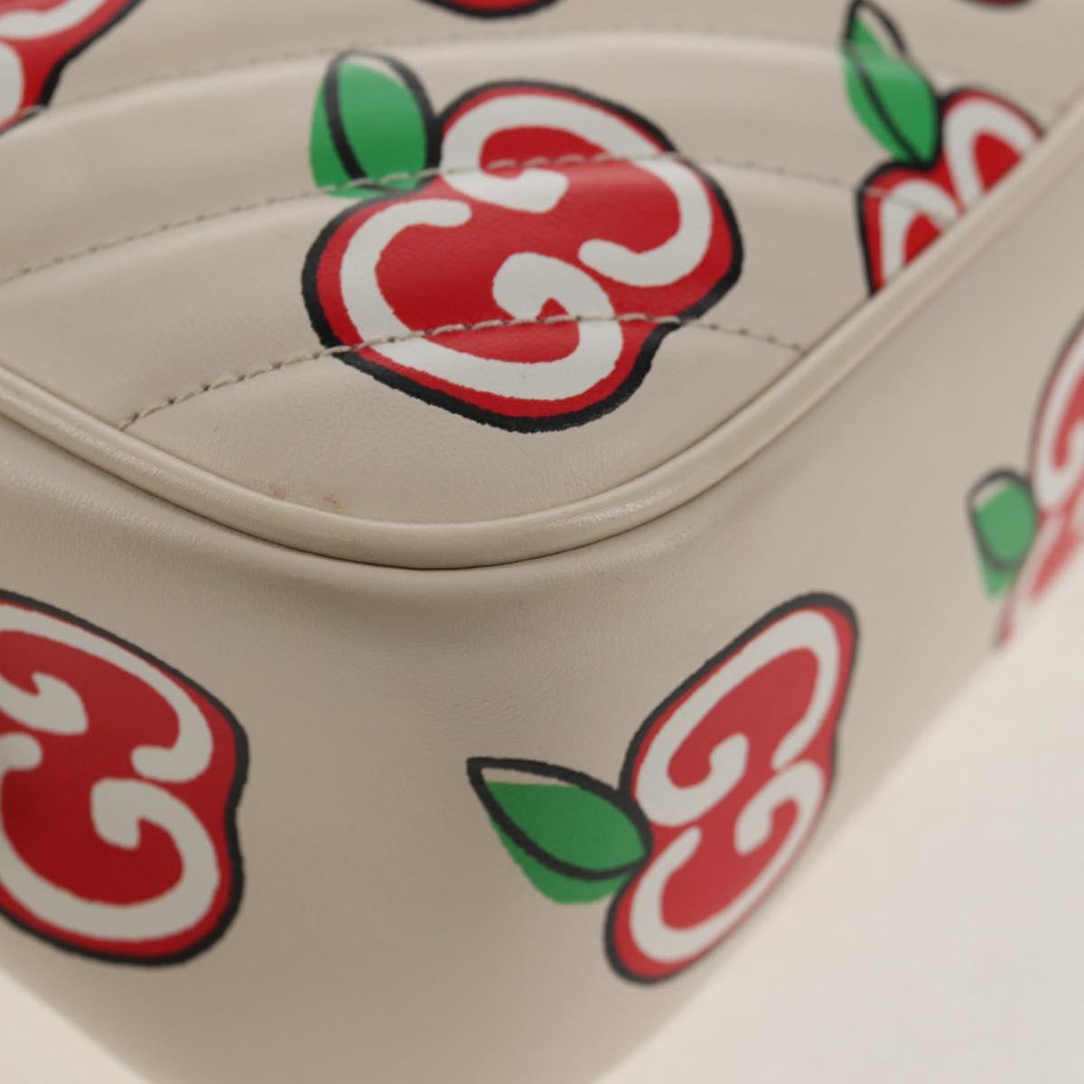 GUCCI GG Marmont Small Camera Chain bag Leather White Silver 447632 Auth 146077M