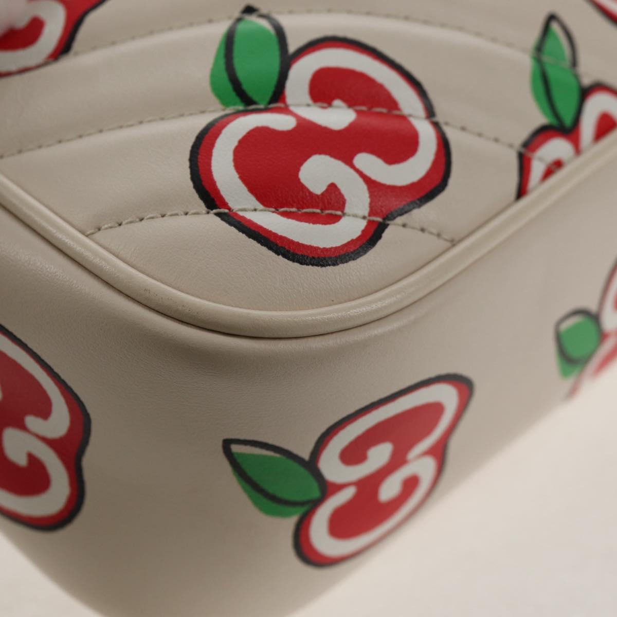 GUCCI GG Marmont Small Camera Chain bag Leather White Silver 447632 Auth 146077M