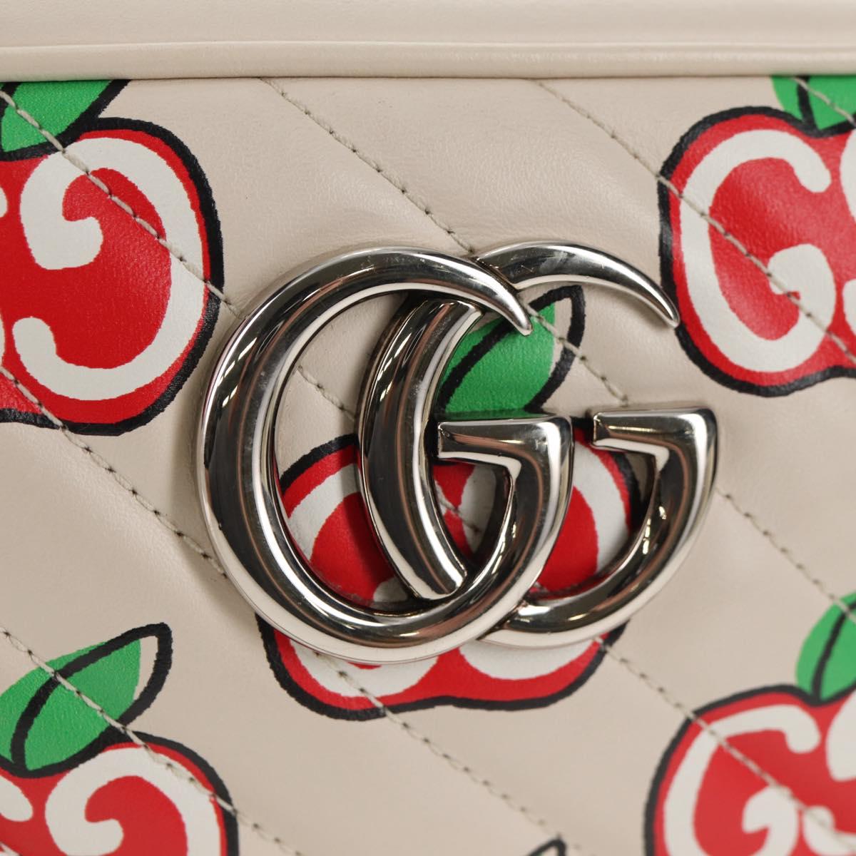 GUCCI GG Marmont Small Camera Chain bag Leather White Silver 447632 Auth 146077M