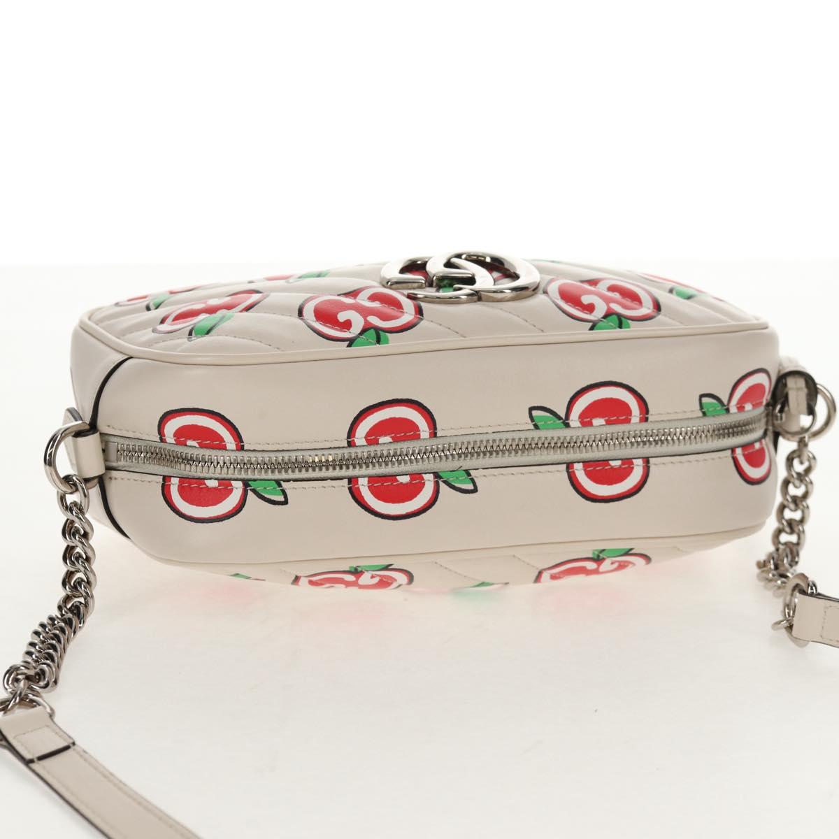 GUCCI GG Marmont Small Camera Chain bag Leather White Silver 447632 Auth 146077M