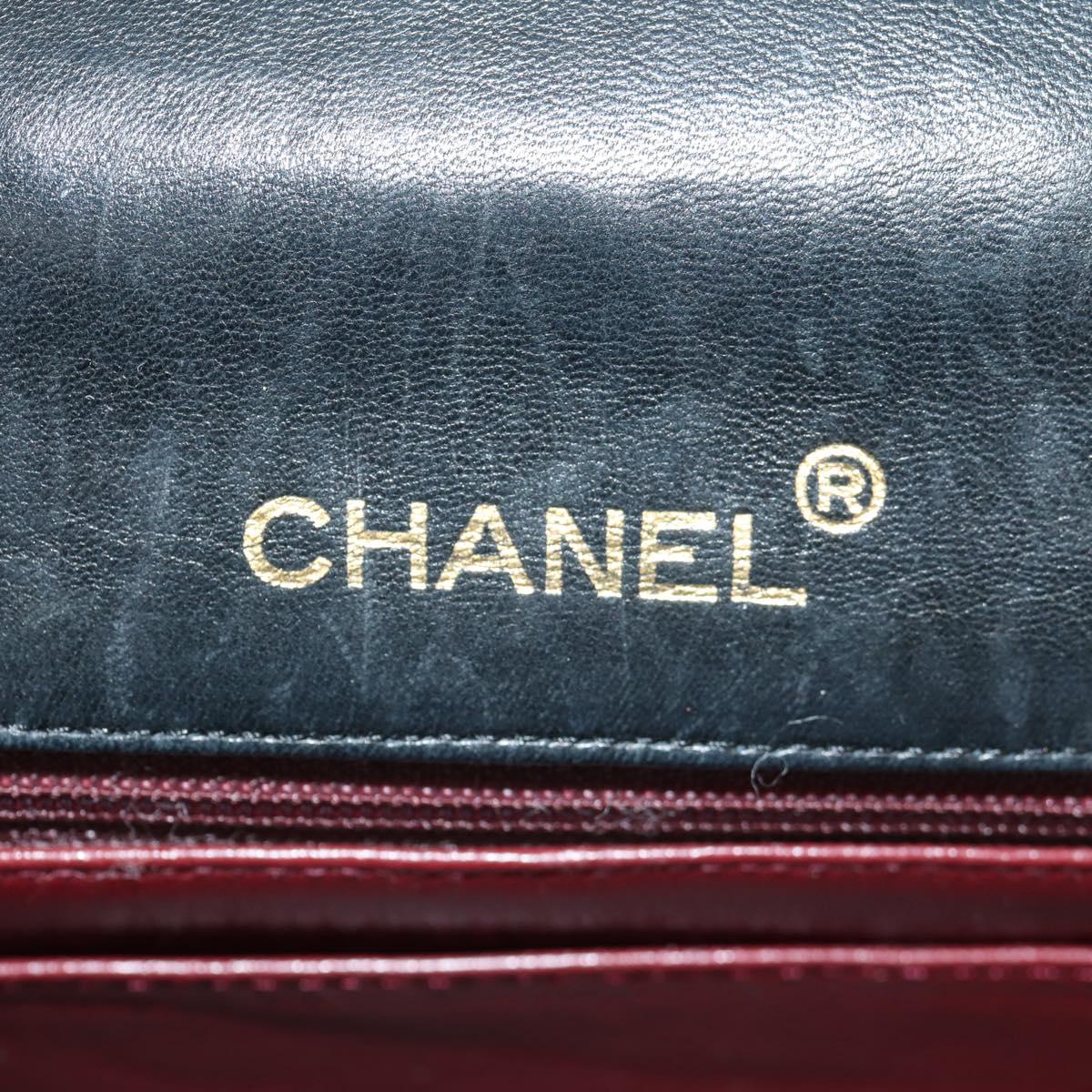CHANEL Matelasse Chain Shoulder Bag Lamb Skin Black Gold CC Auth 146079SAV