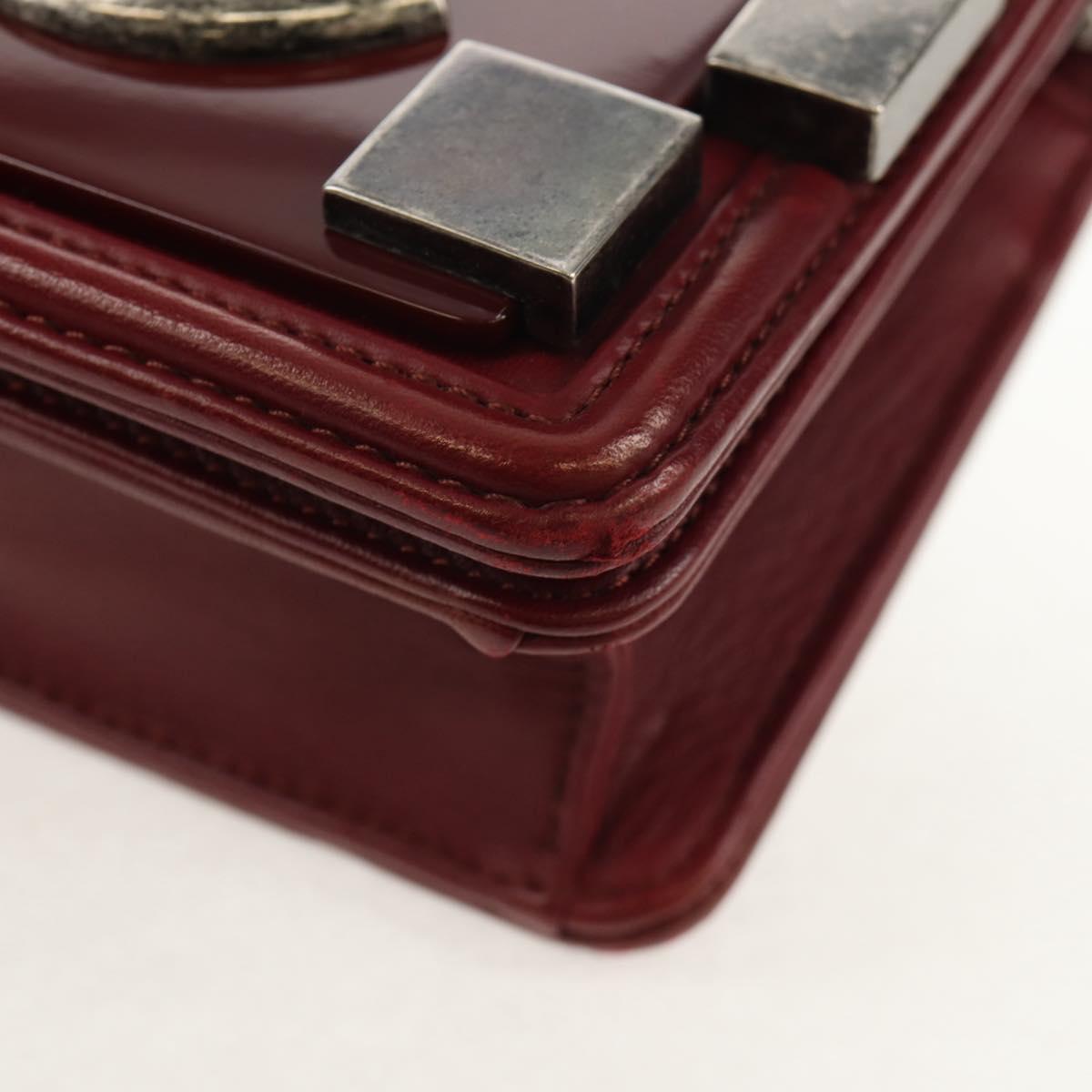 CHANEL Matelasse Boy Brick Chain Bag Lamb Skin Bordeaux CC Auth 146080AM