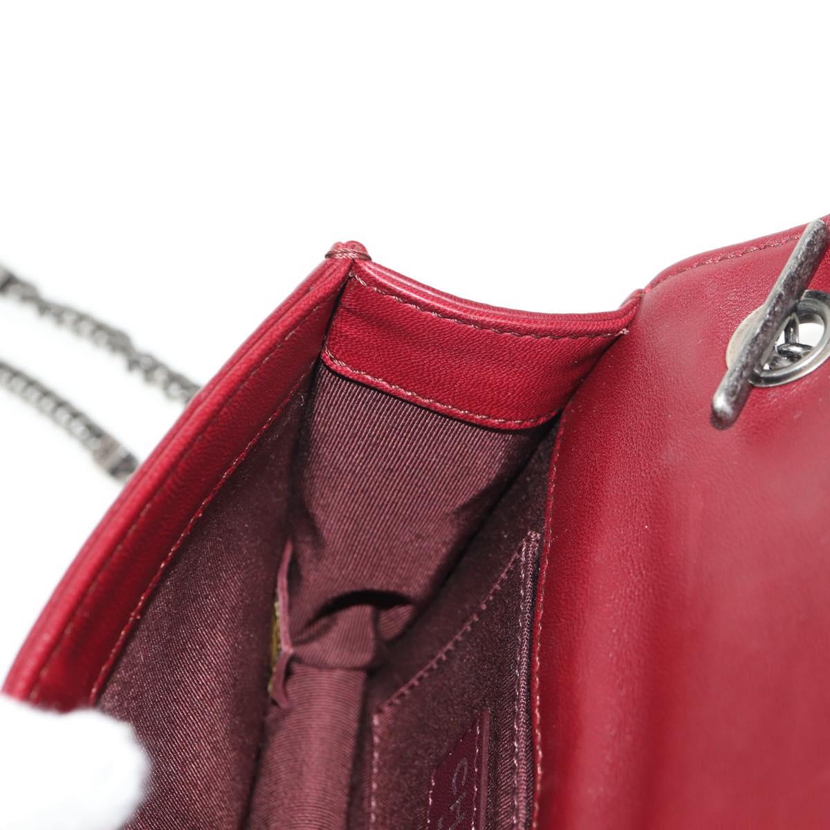 CHANEL Matelasse Boy Brick Chain Bag Lamb Skin Bordeaux CC Auth 146080SM