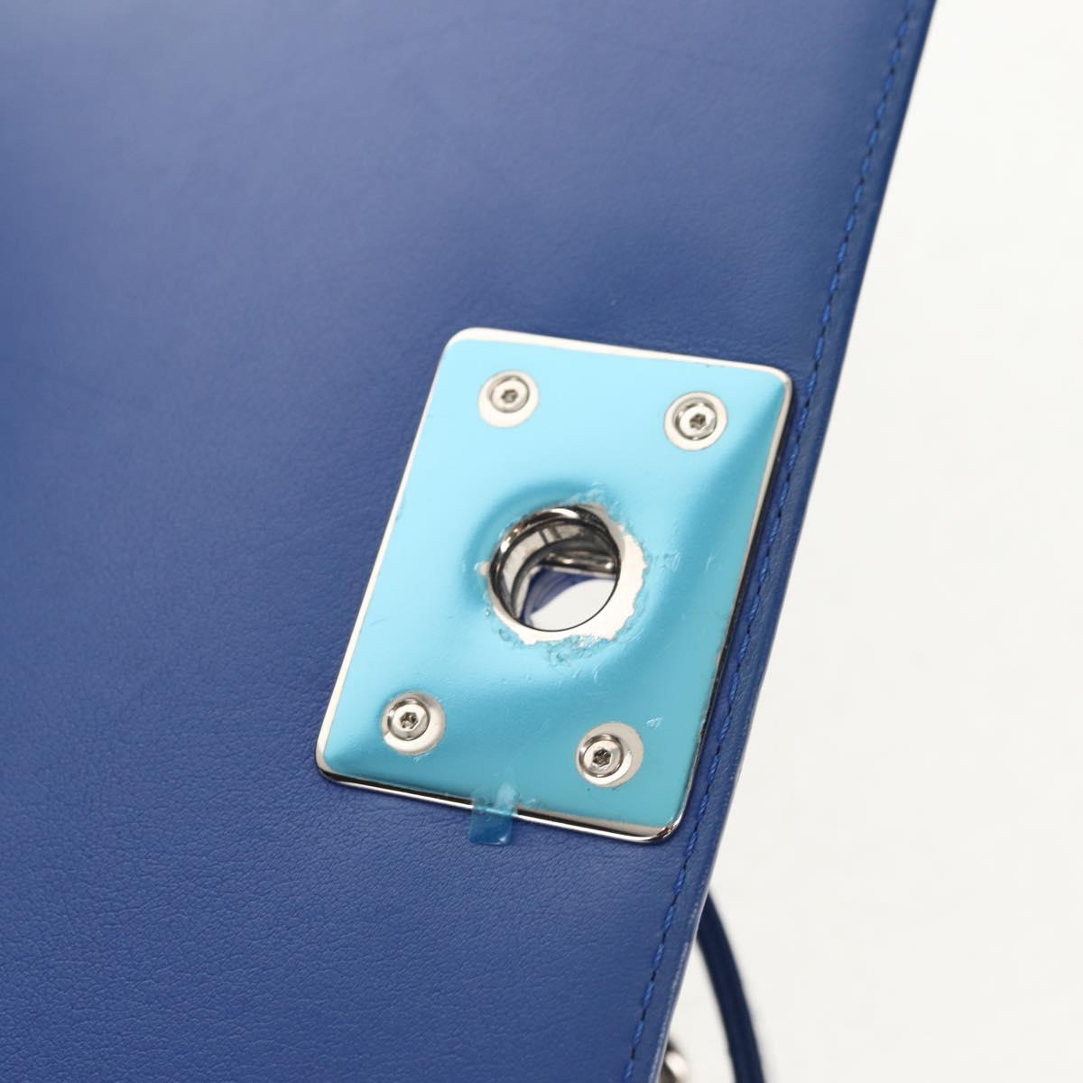 CHANEL Chain Boy Chanel Shoulder Bag Patent Blue Silver CC Auth 146082SAM
